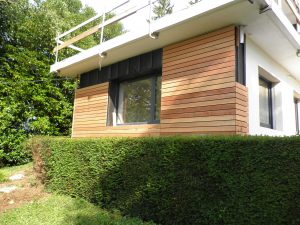Habillage de façade lames de bois naturel
